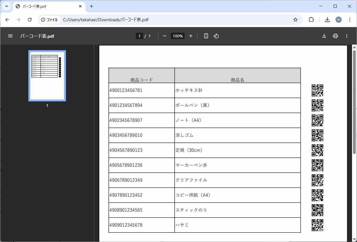 商品マスタPDF